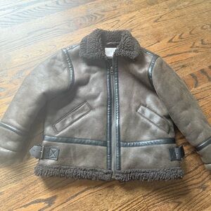 Zara brown black Shearling Jacket